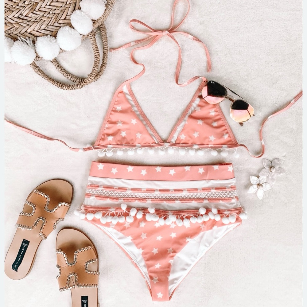 Tularosa Pink Star High Waisted Bikini